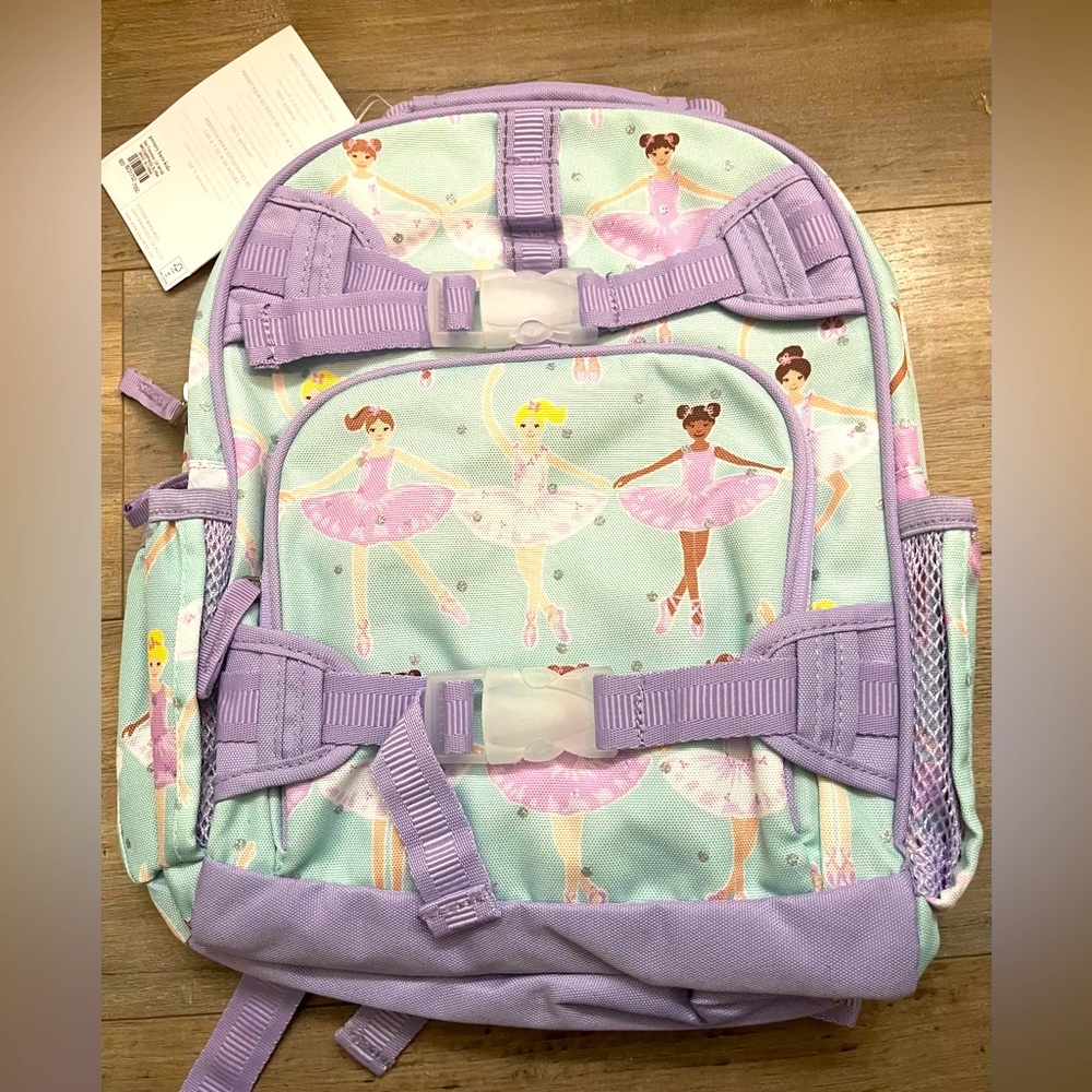 Brand new Pottery Barn Kids Mackenzie Ballerina small backpack purple & mint